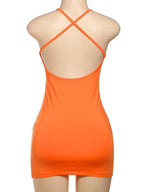 Rhinestone Crisscross Back Mini Dress - Piña Colada