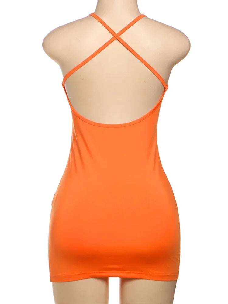 Rhinestone Crisscross Back Mini Dress - Piña Colada