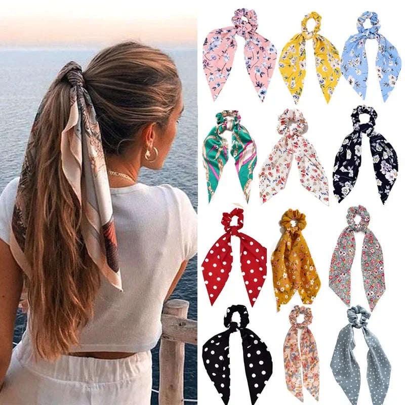 Print Bow Satin Long Ribbon - Piña Colada