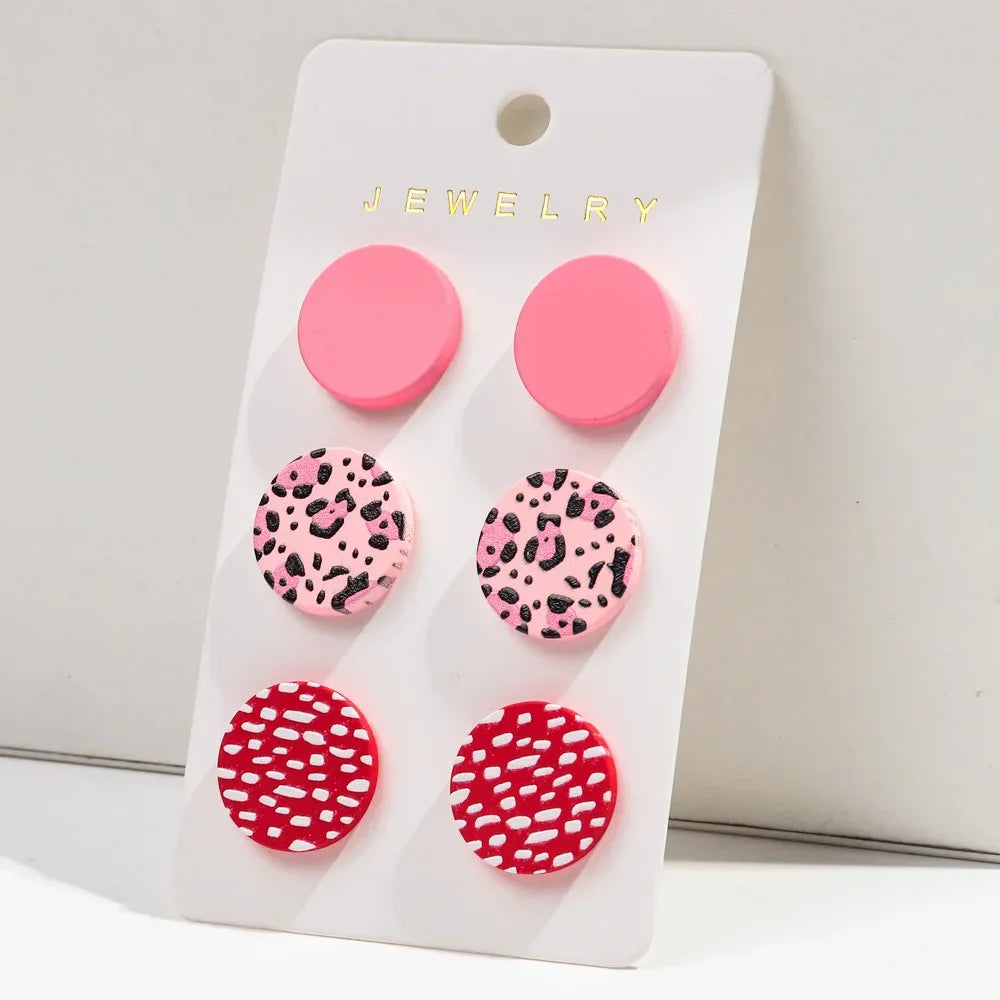 3Pairs/set Colorful Acrylic Earrings - Piña Colada