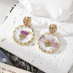 Natural Flower Dangle Earrings - Piña Colada