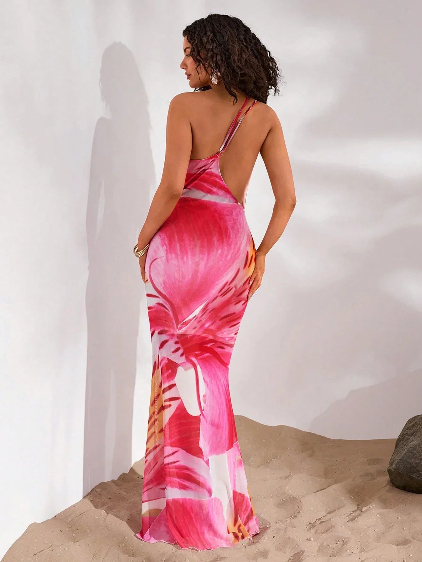 Printed One-Shoulder Maxi Dress - Piña Colada