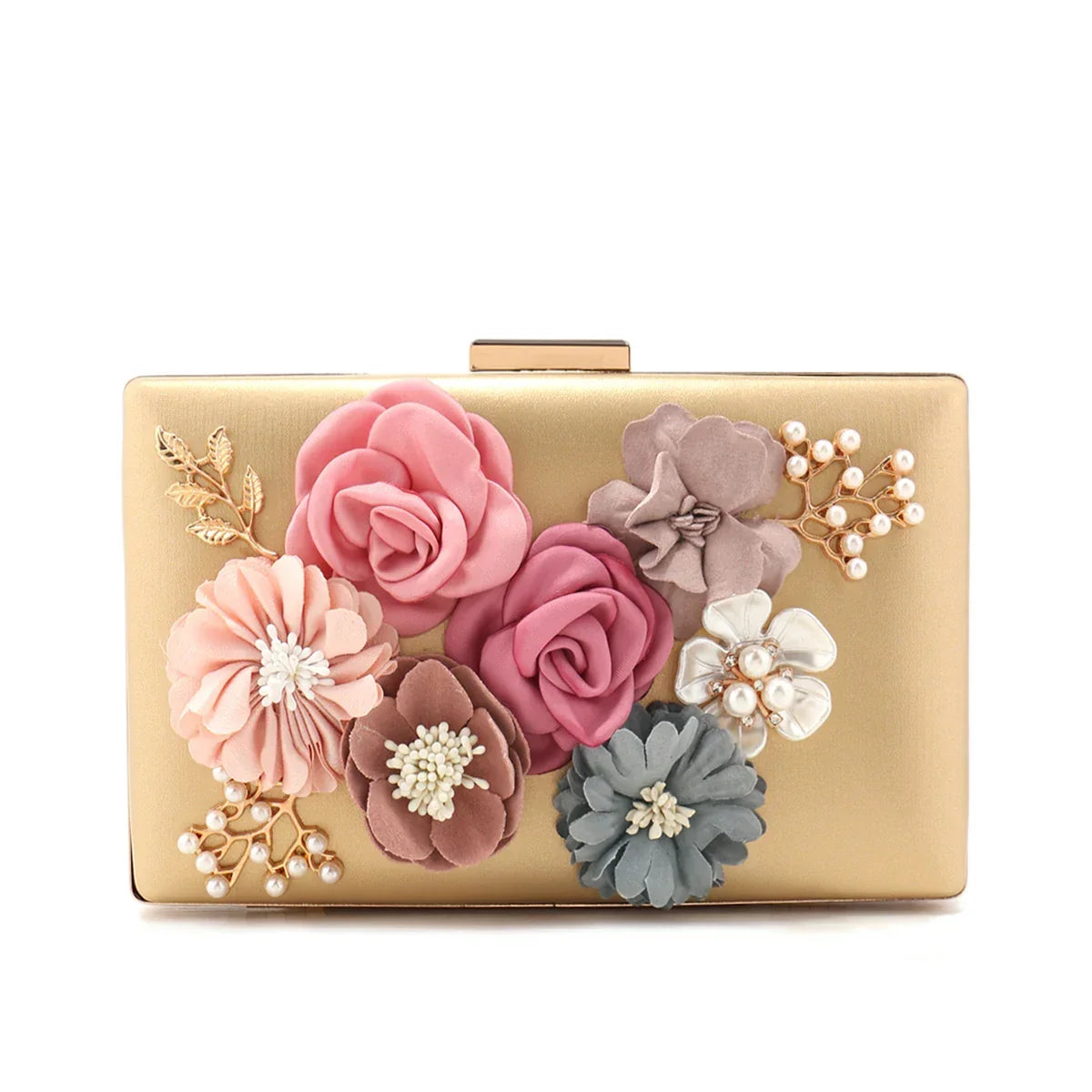 Floral Beaded Pearl Clutch - Piña Colada