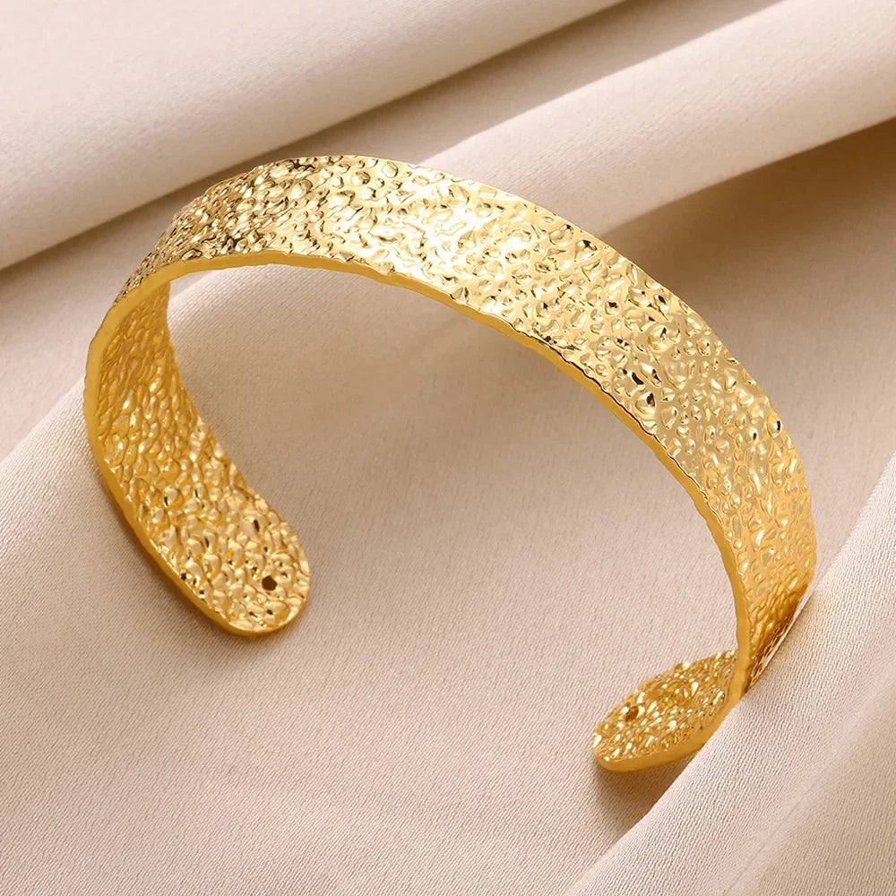 Stainless Steel Wide Bangles - Piña Colada