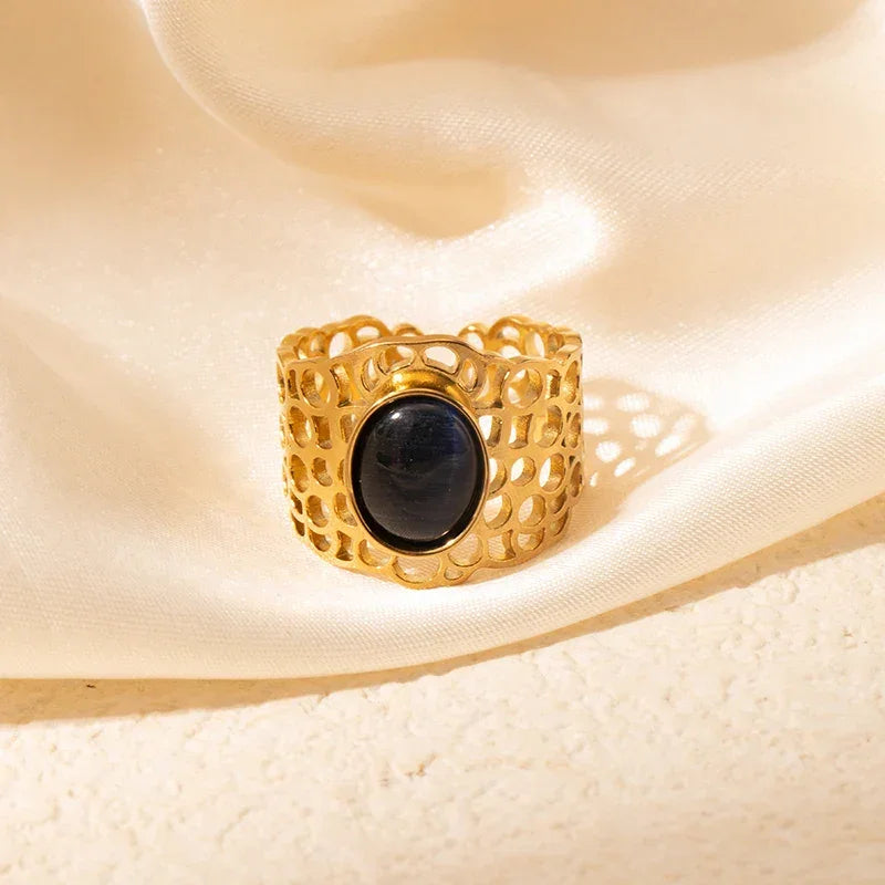 Colorful Stone Open Band Ring - Piña Colada
