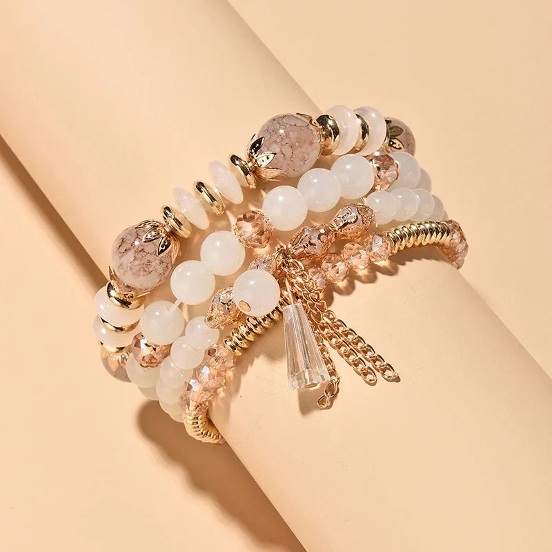 4Pcs New Tassel Charm Beads Bracelet - Piña Colada