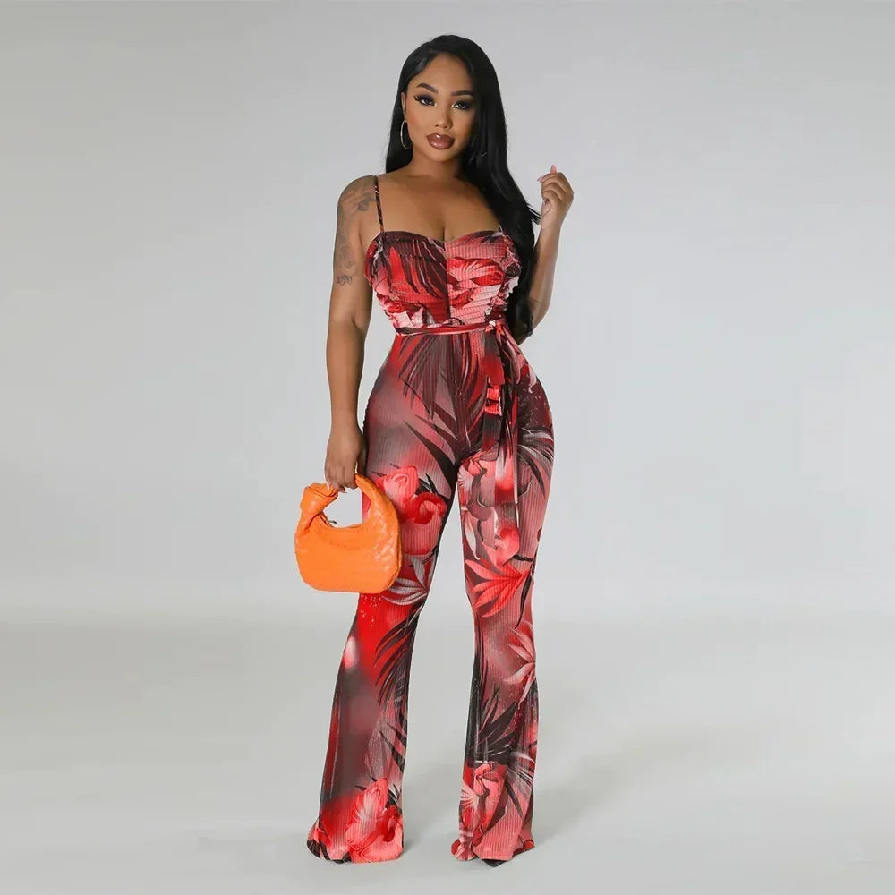 Floral Bodycon Jumpsuit - Piña Colada