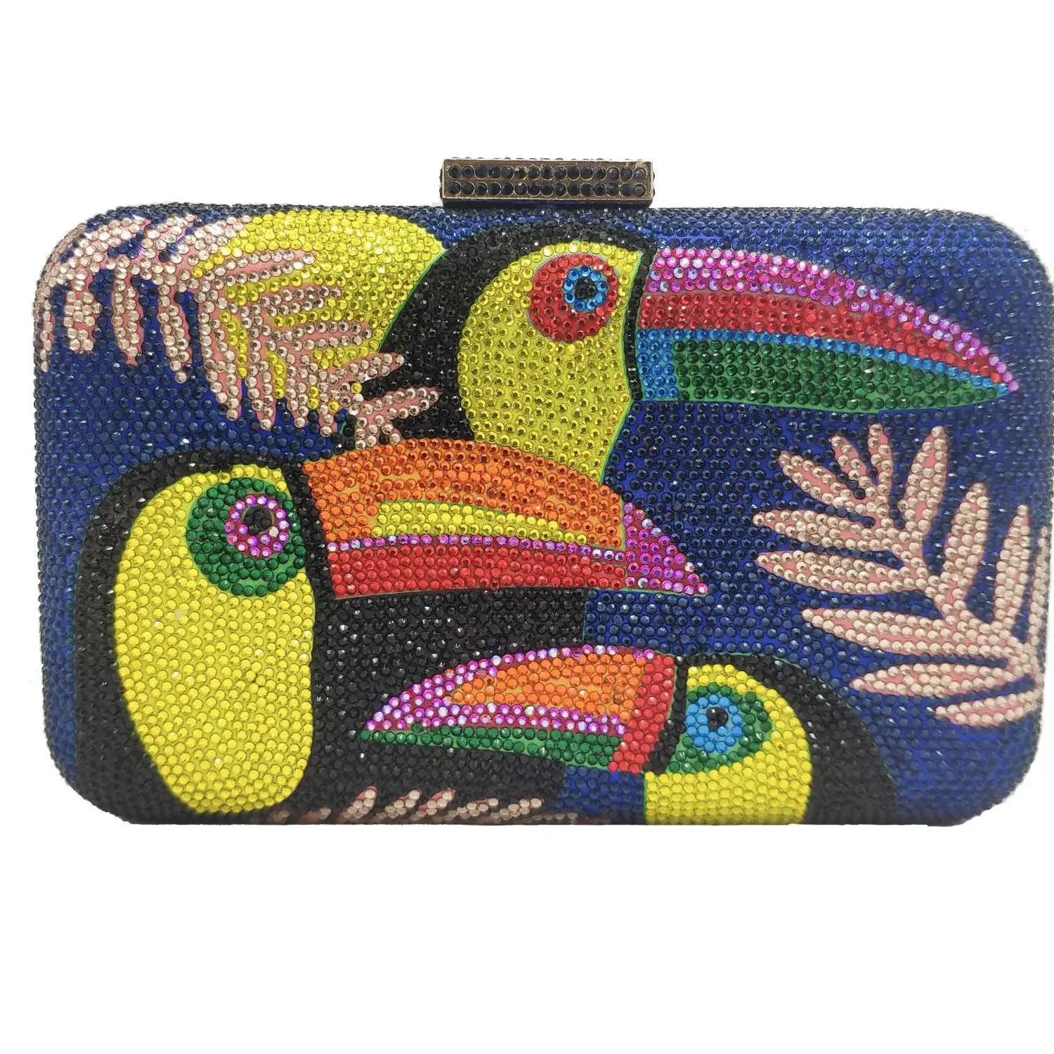 Novelty Toucan Bird Women Crystal Evening Bags Rhinestones - Piña Colada