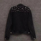 Pearl Beaded Denim Jacket - Piña Colada