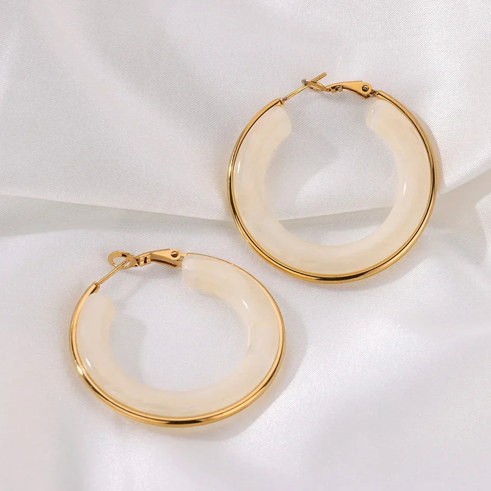 Trendy Acrylic Hoop Earrings - Piña Colada
