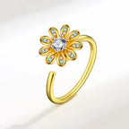 Spinner Ring Crystal Flower - Piña Colada