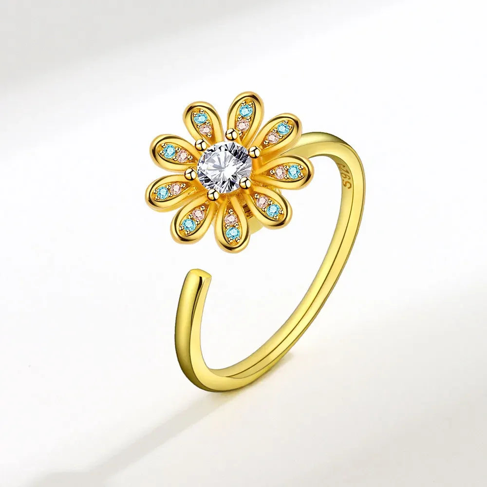 Spinner Ring Crystal Flower - Piña Colada