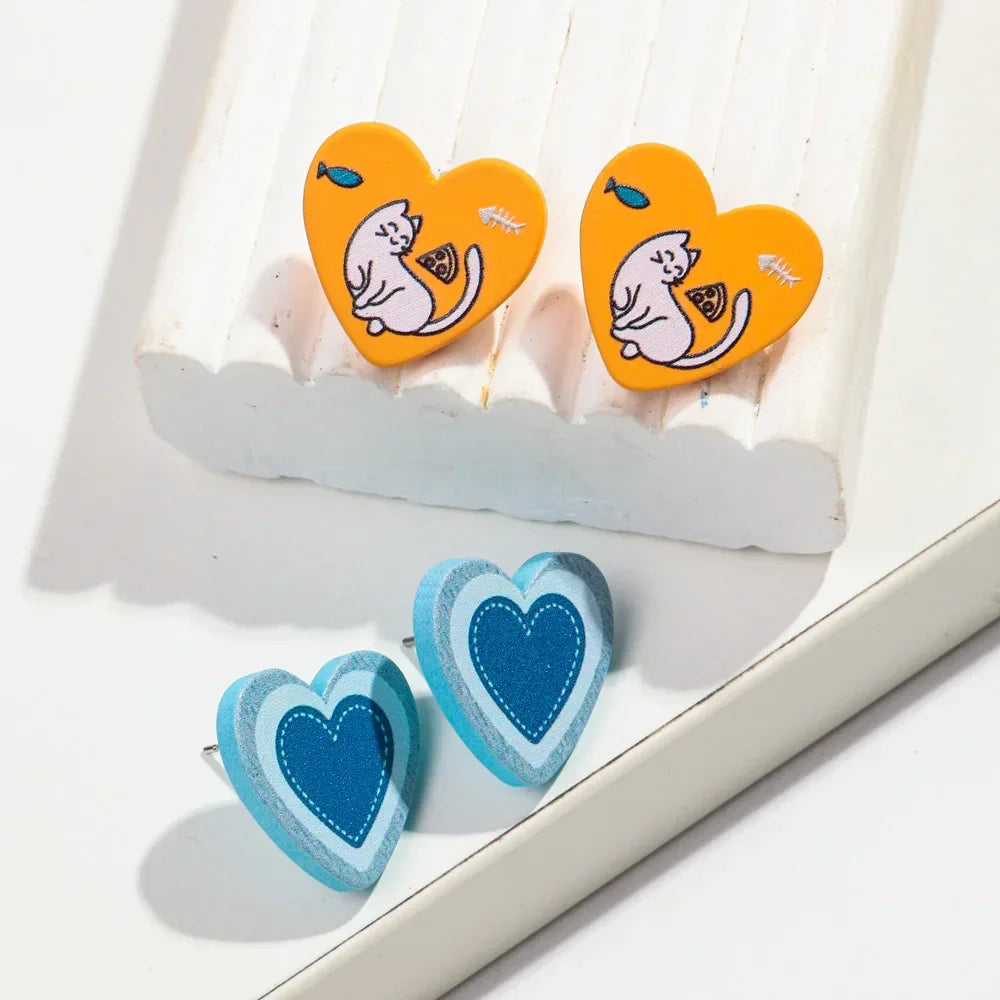 3Pairs/set Colorful Acrylic Earrings - Piña Colada
