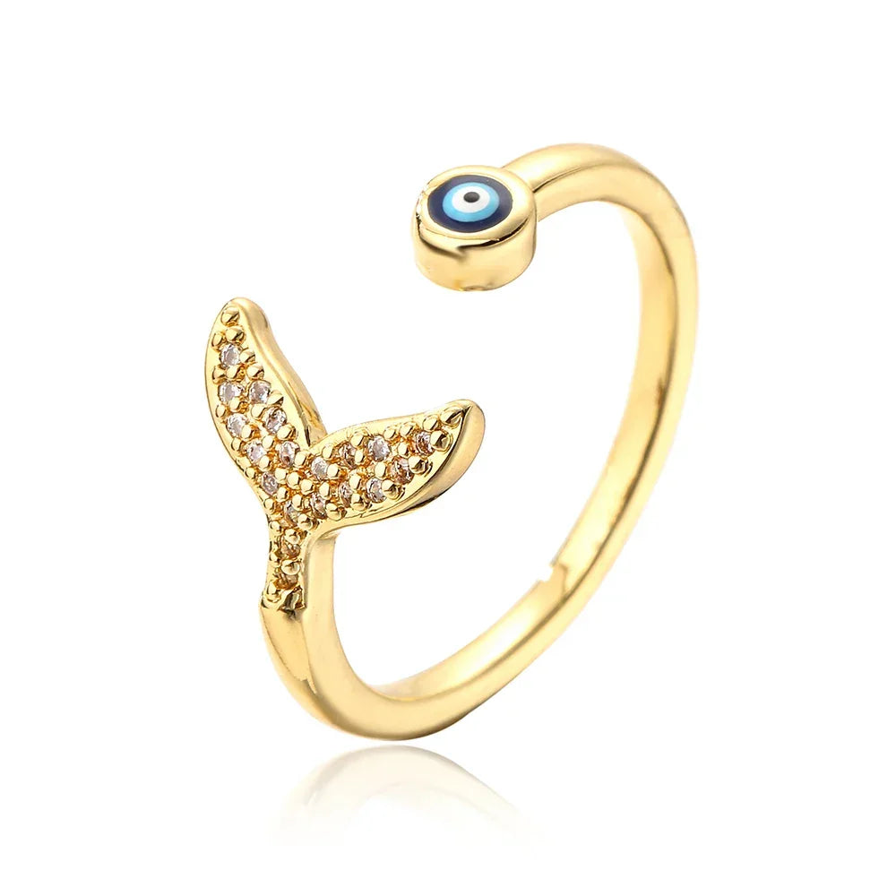 Hollowed out Evil Eye Ring - Piña Colada