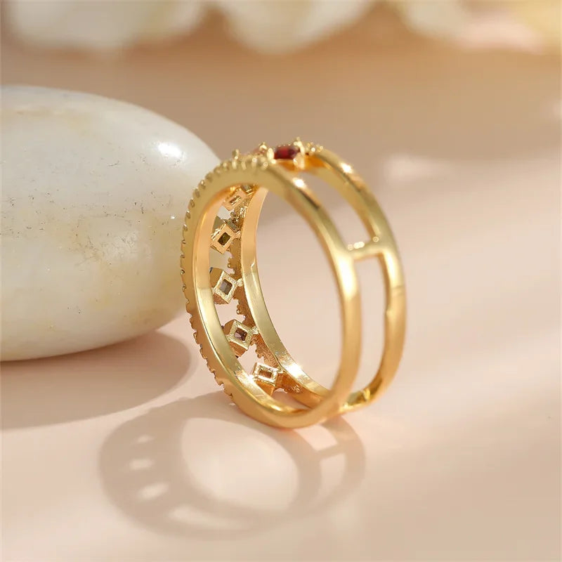 Dainty Square Zircon Ring - Piña Colada