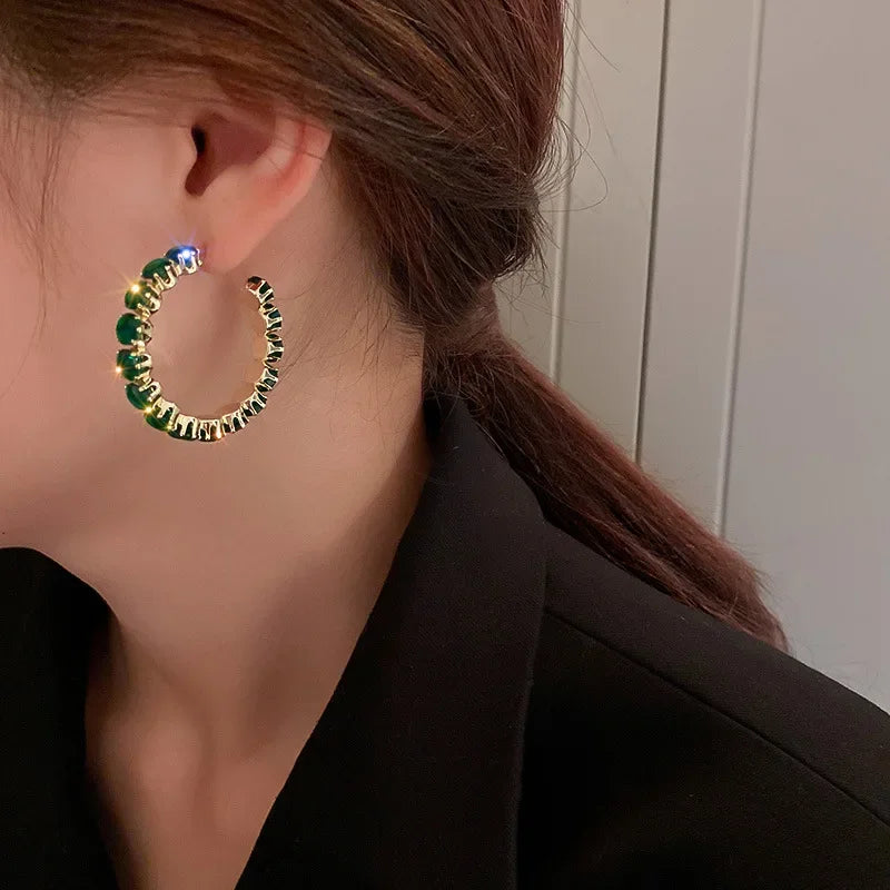 Hoop Earrings Zircon Crystal - Piña Colada