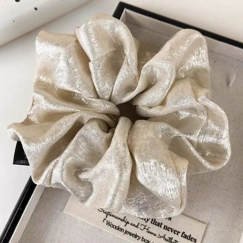Oversized Glossy Silk Scrunchies - Piña Colada