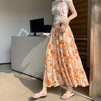 Summer Chiffon Mid-Length Skirt - Piña Colada