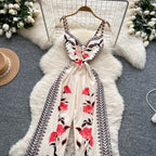 Vintage Printed Jumpsuit for Women – Full-Length Summer Romper with Mid Waist - Piña Colada