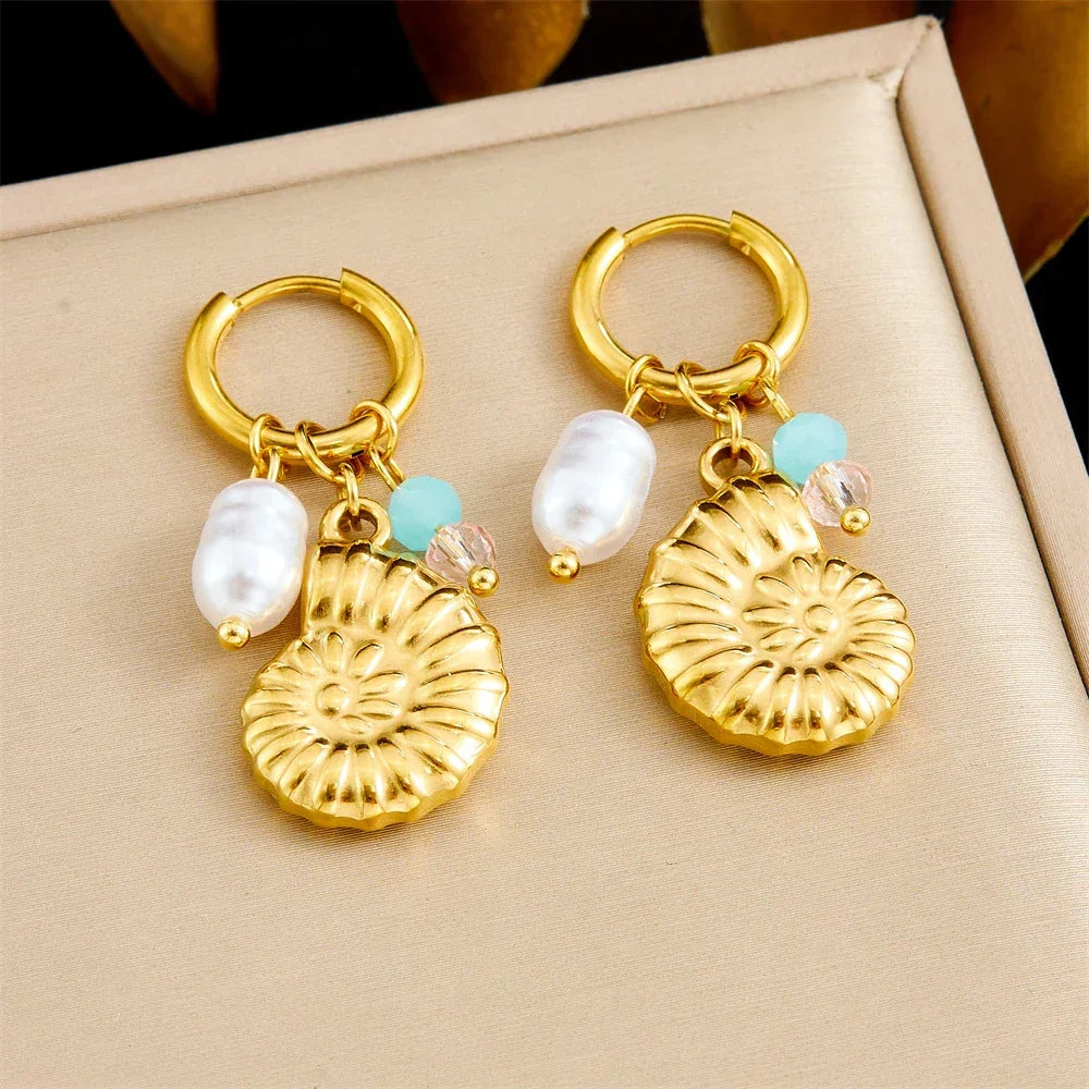 316L Stainless Steel Shell Earrings - Piña Colada
