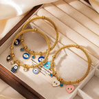 Colorful Eyes & Heart Drip Oil Pendant Bracelet - Piña Colada