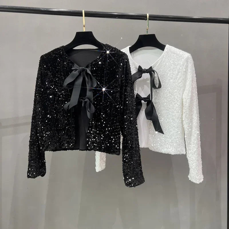 Sequins Jacket Bow Top - Piña Colada