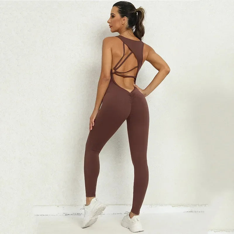 Seamless Sleeveless Yoga Jumpsuit for Women - Piña Colada