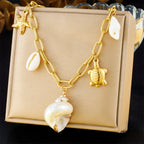 Stainless Steel Pearl Necklace - Piña Colada