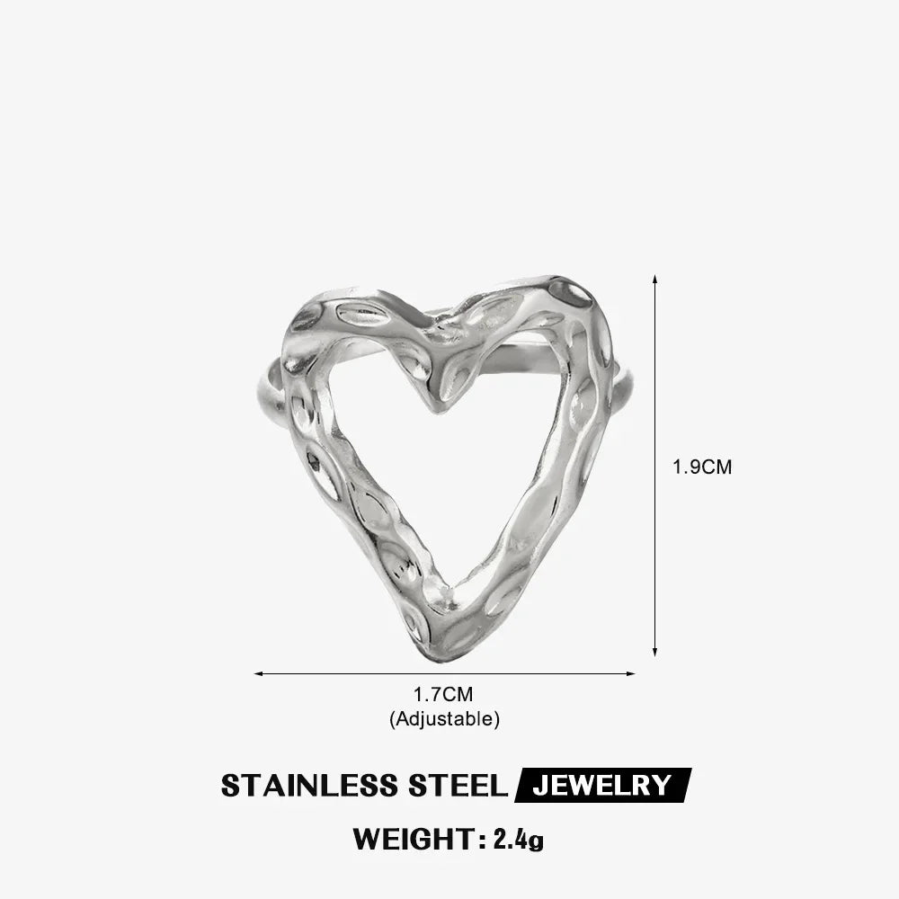 Gold Color Stainless Steel Heart Ring - Piña Colada