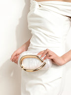 Gold Metal Crossbody Bag for Women’s Evening - Piña Colada