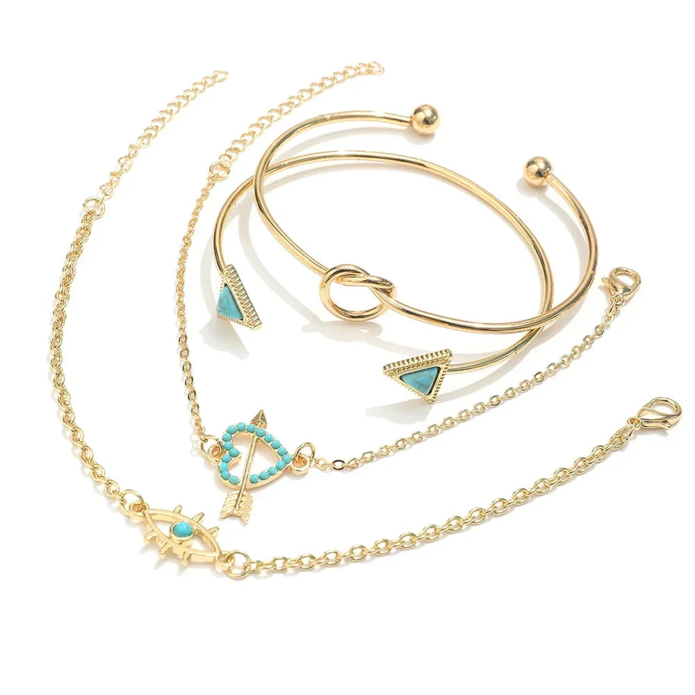 4 Pcs Boho Style Hollow Love - Piña Colada