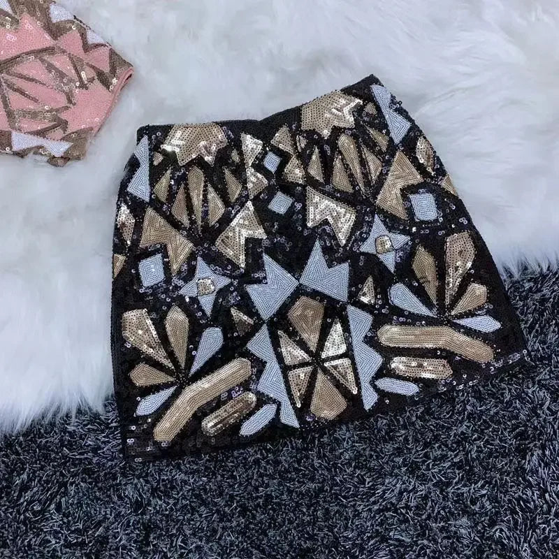 Beaded Sequin Pencil Skirt - Piña Colada