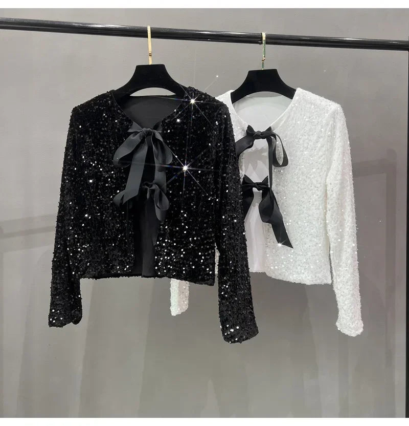 Sequins Jacket Bow Top - Piña Colada