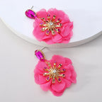 Lace Flower Cotton Drop Earrings - Piña Colada