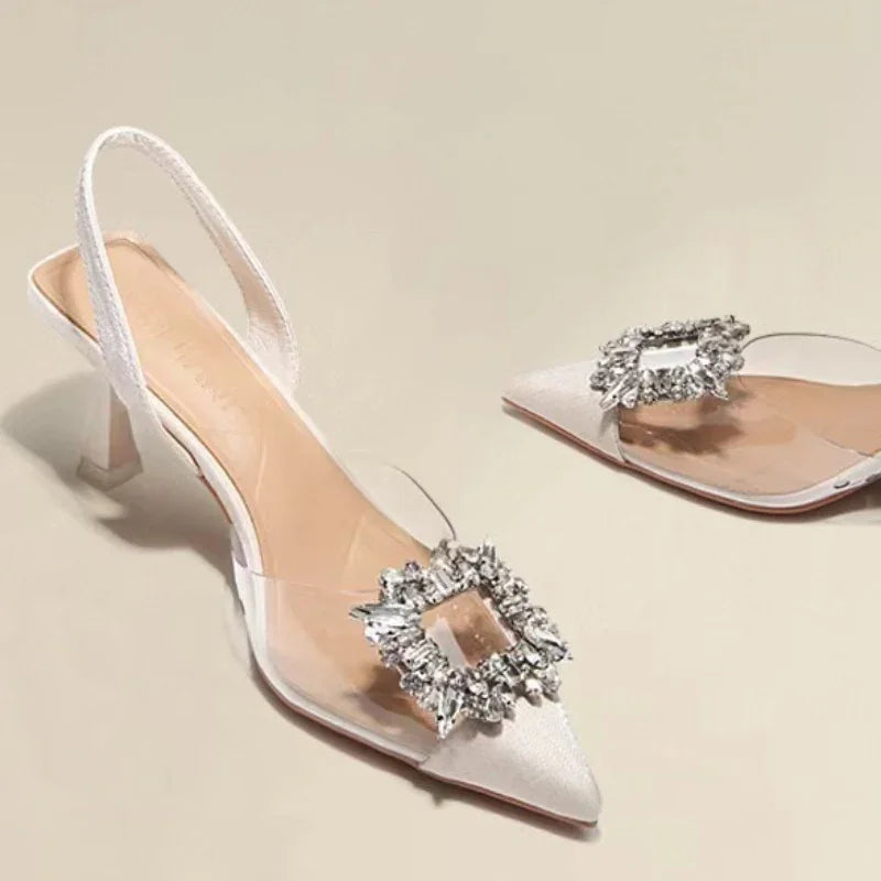 Crystal Transparent Heels - Piña Colada