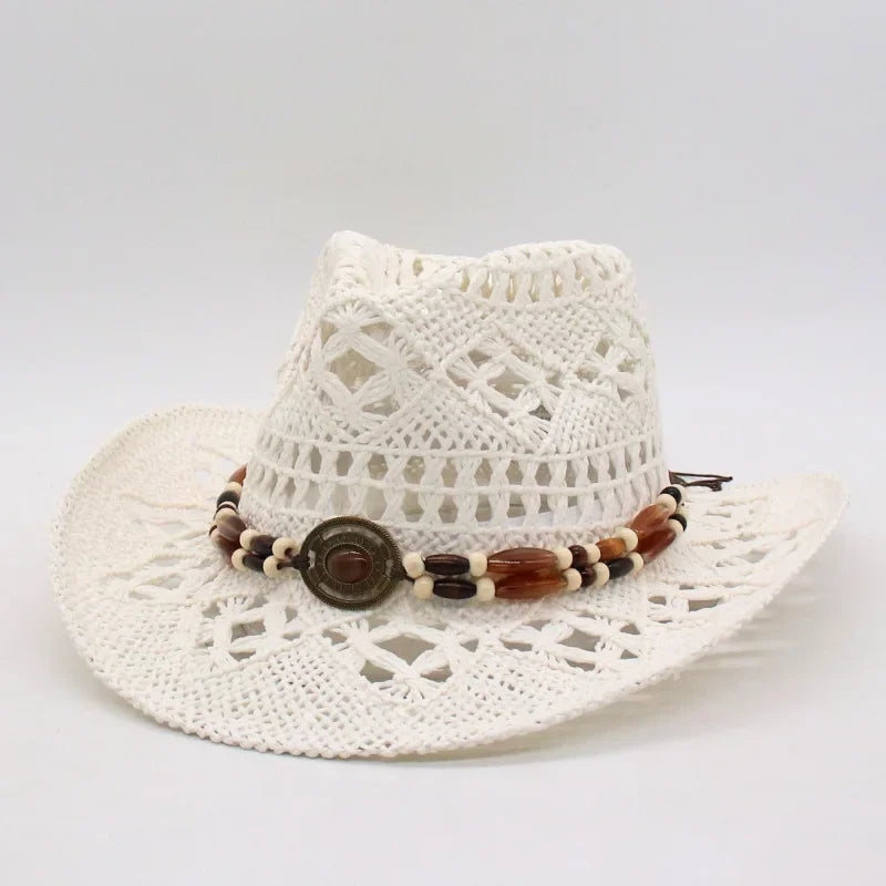 Summer Bohemian Shell Straw Hat - Piña Colada