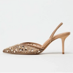 Bling String Bead Mesh High Heels - Piña Colada