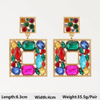 Boho Multicolor Beaded Crystal Dangle Earrings - Piña Colada