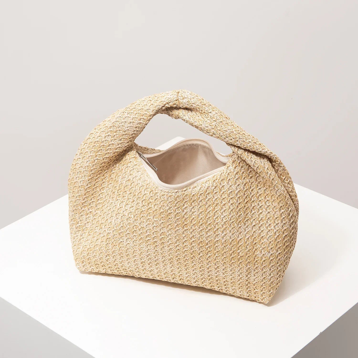 Pleated Straw Bag - Piña Colada