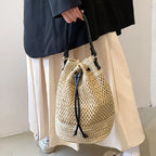 Braided Straw Bucket Bag - Piña Colada