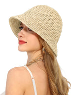 Crochet Straw Bucket Hat - Piña Colada