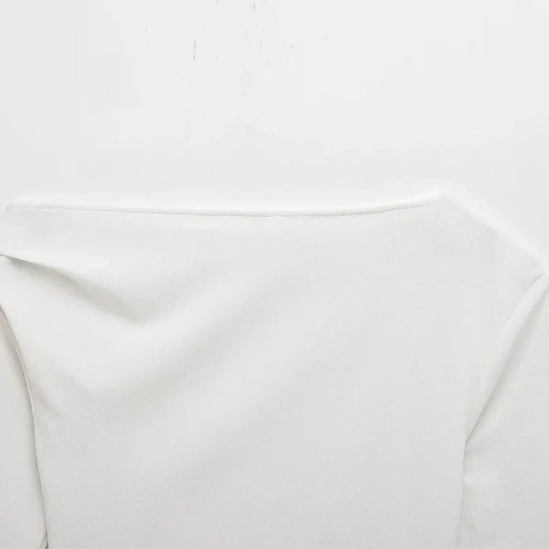 Asymmetrical Square Neck Crop Blouse – Streetwear Chic - Piña Colada