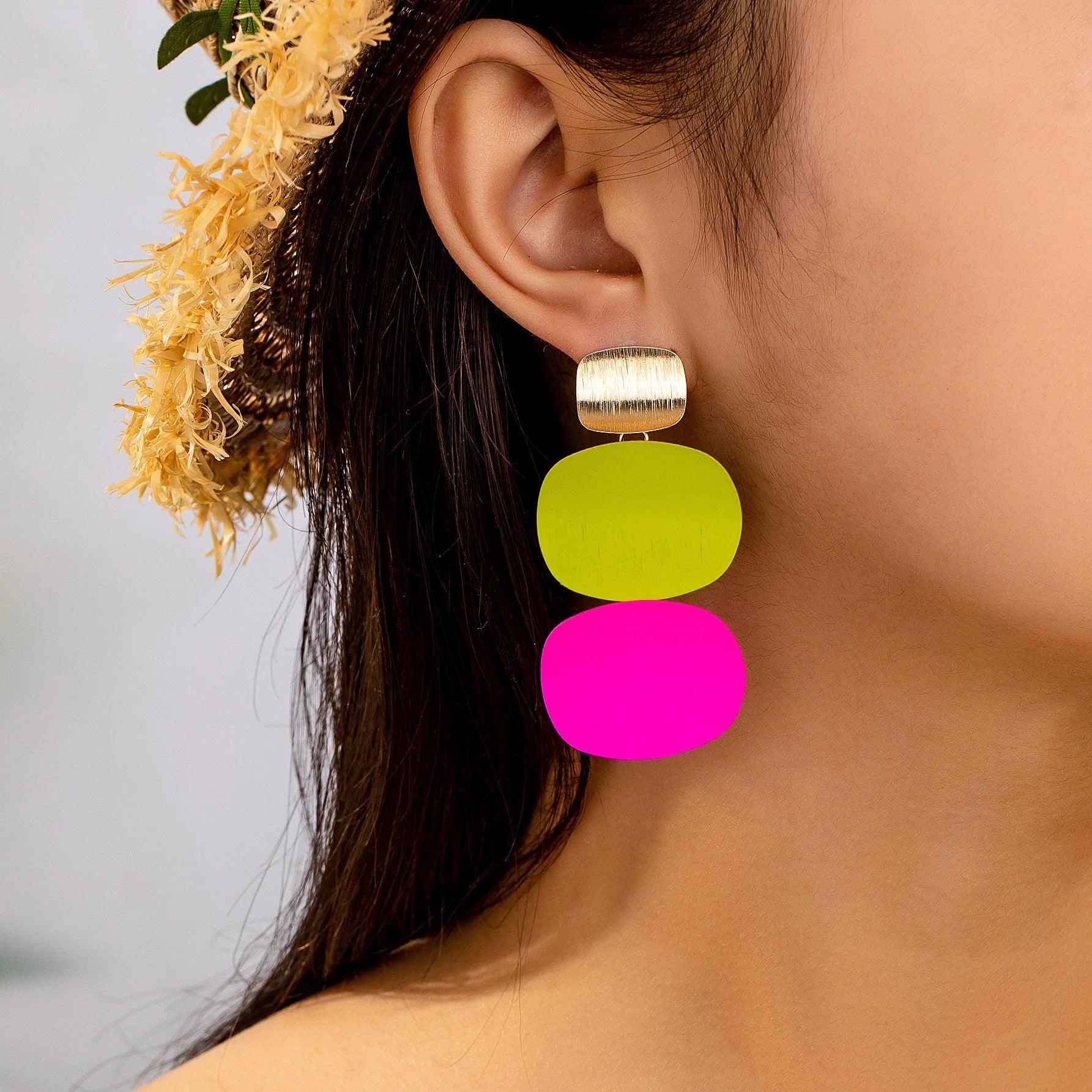 Colorful Geometric Earrings - Piña Colada
