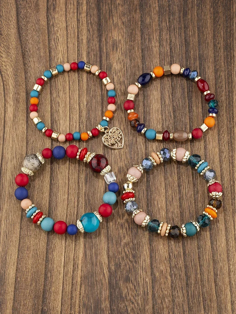 Boho Acrylic Beads Bracelet Set - Piña Colada