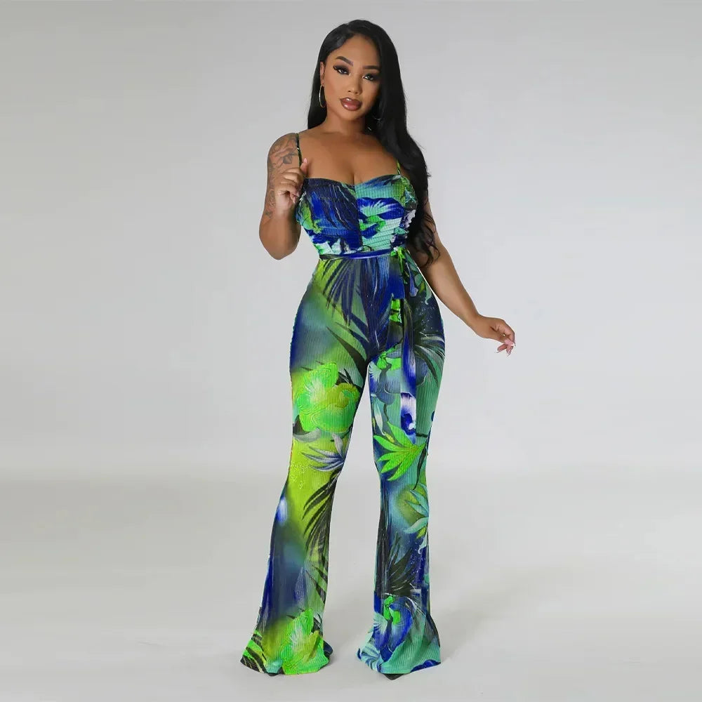 Floral Bodycon Jumpsuit - Piña Colada