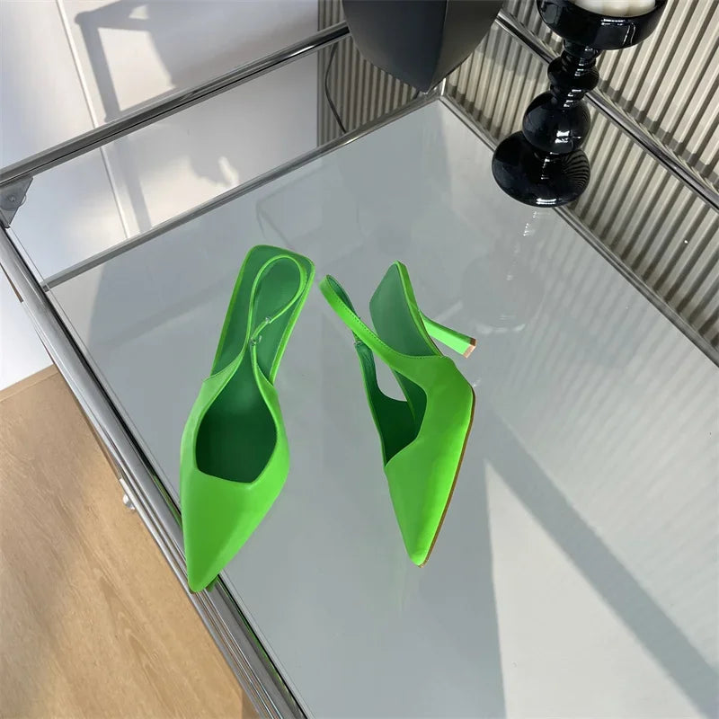 Slip-On Slingback Pumps – Pointed Toe & Thin Heels - Piña Colada