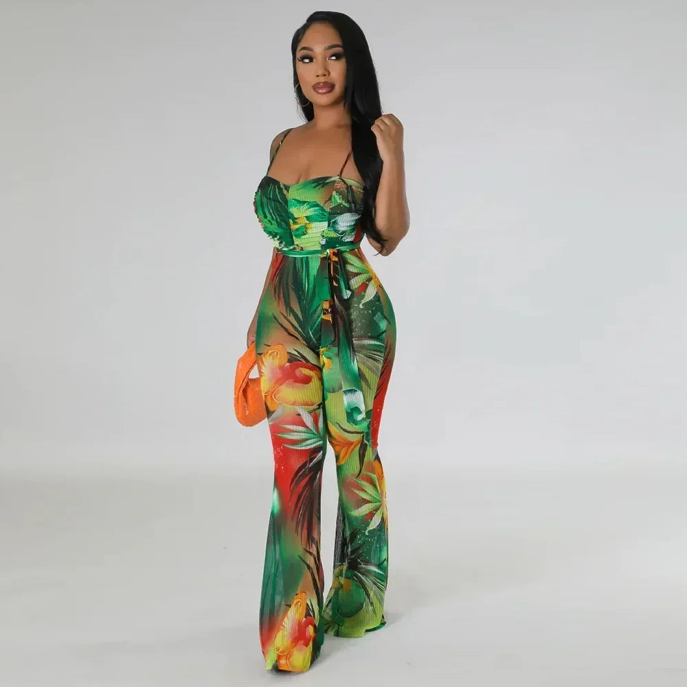 Floral Bodycon Jumpsuit - Piña Colada