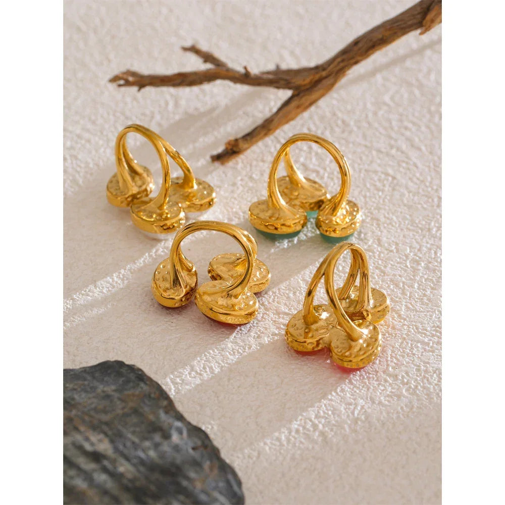 Agate Stone Ring - Piña Colada