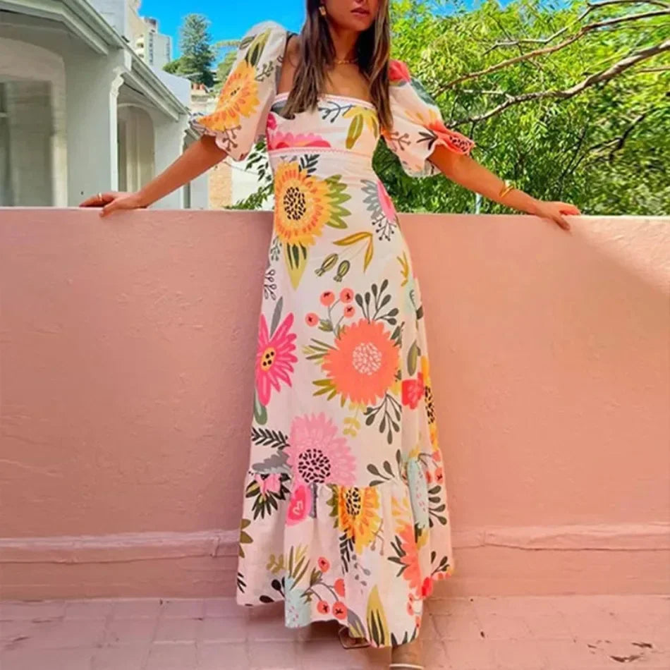 Elegant Womens Dresses Summer Print - Piña Colada