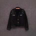 Pearl Beaded Denim Jacket - Piña Colada